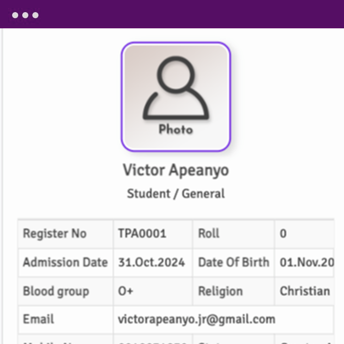 Student information Image